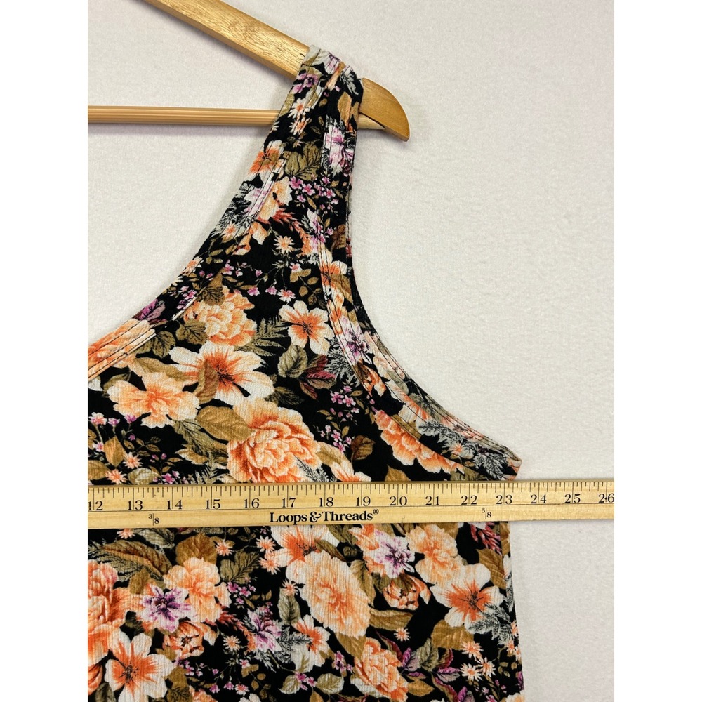 Cottagecore Torrid Womens 2X Black Orange Floral V-Neck Rayon Tank Top Blouse - Picture 4 of 9